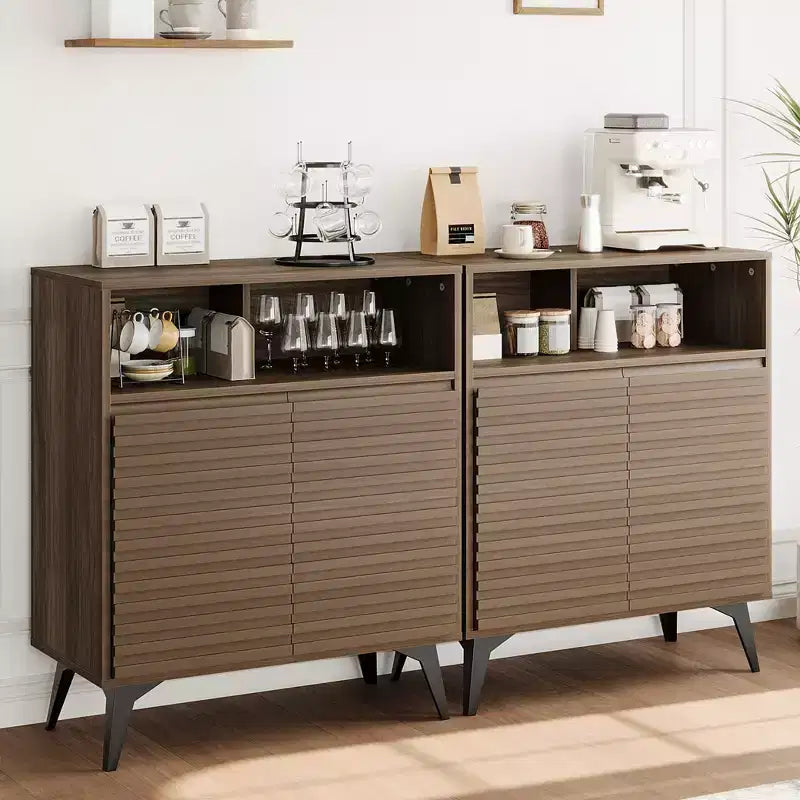 Meuble de rangement cannelé, buffet avec rangement,