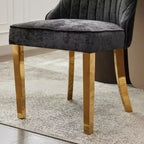 Okak Chenille - Lot de 2 chaises de salle à manger, chaises de cuisine modernes avec revêtement en tissu confortable, chaises d'appoint avec pieds en acier inoxydable plaqué