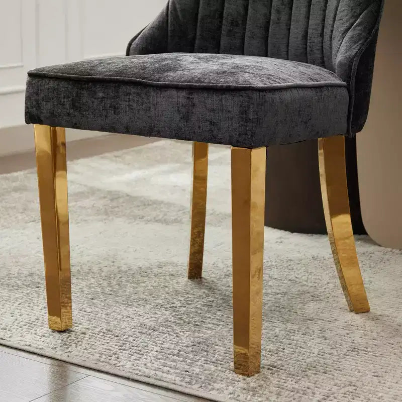 Okak Chenille - Lot de 2 chaises de salle à manger, chaises de cuisine modernes avec revêtement en tissu confortable, chaises d'appoint avec pieds en acier inoxydable plaqué