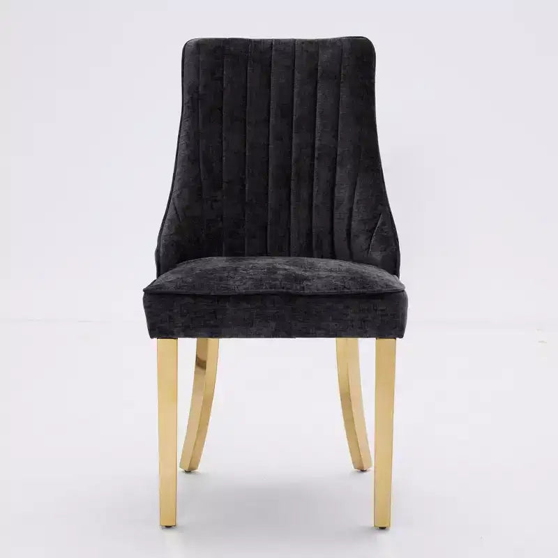 Okak Chenille - Lot de 2 chaises de salle à manger, chaises de cuisine modernes avec revêtement en tissu confortable, chaises d'appoint avec pieds en acier inoxydable plaqué