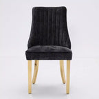 Okak Chenille - Lot de 2 chaises de salle à manger, chaises de cuisine modernes avec revêtement en tissu confortable, chaises d'appoint avec pieds en acier inoxydable plaqué