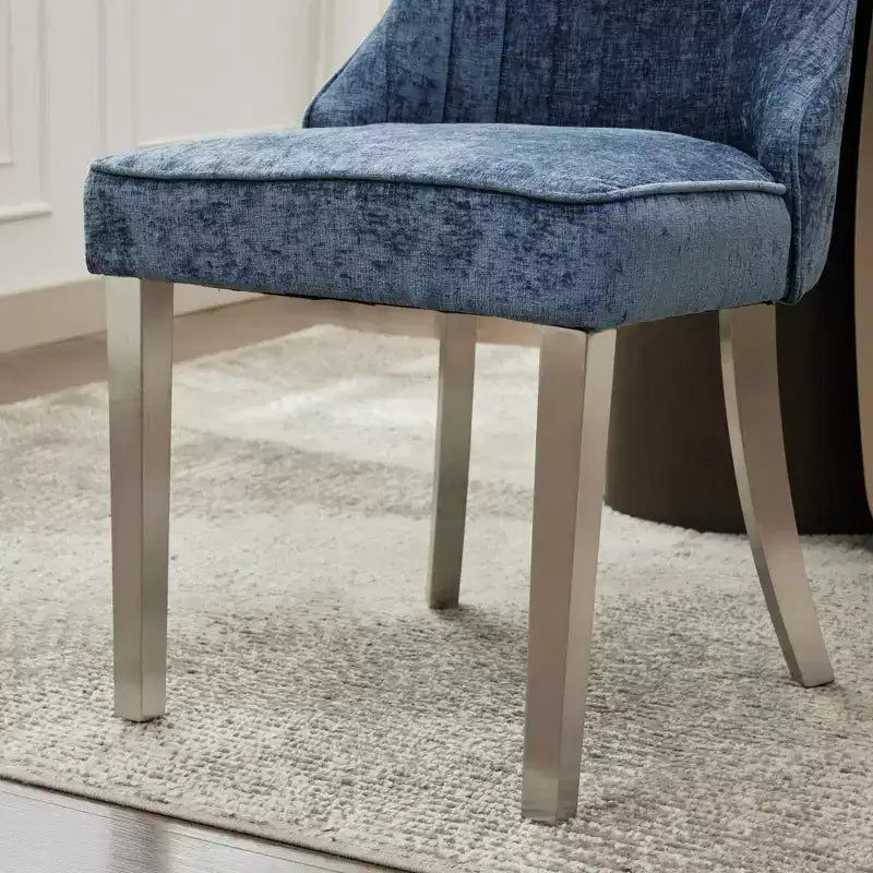Okak Chenille - Lot de 2 chaises de salle à manger, chaises de cuisine modernes avec revêtement en tissu confortable, chaises d'appoint avec pieds en acier inoxydable plaqué