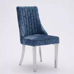 Okak Chenille - Lot de 2 chaises de salle à manger, chaises de cuisine modernes avec revêtement en tissu confortable, chaises d'appoint avec pieds en acier inoxydable plaqué