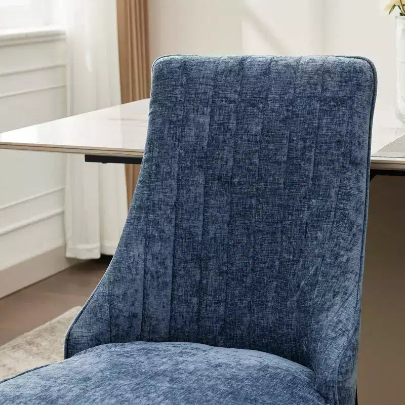 Okak Chenille - Lot de 2 chaises de salle à manger, chaises de cuisine modernes avec revêtement en tissu confortable, chaises d'appoint avec pieds en acier inoxydable plaqué