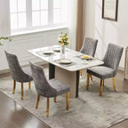 Okak Chenille - Lot de 2 chaises de salle à manger, chaises de cuisine modernes avec revêtement en tissu confortable, chaises d'appoint avec pieds en acier inoxydable plaqué