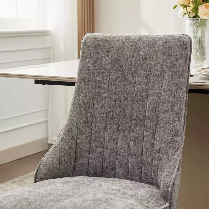 Okak Chenille - Lot de 2 chaises de salle à manger, chaises de cuisine modernes avec revêtement en tissu confortable, chaises d'appoint avec pieds en acier inoxydable plaqué