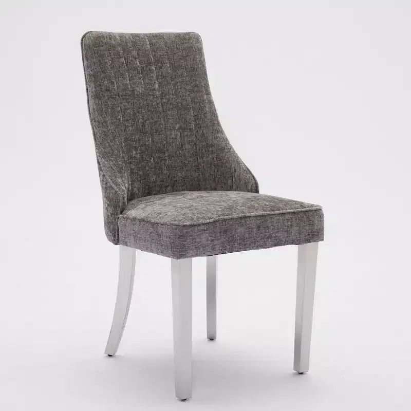 Okak Chenille - Lot de 2 chaises de salle à manger, chaises de cuisine modernes avec revêtement en tissu confortable, chaises d'appoint avec pieds en acier inoxydable plaqué