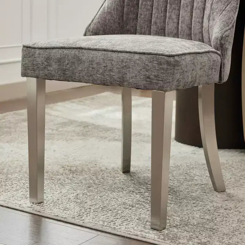 Okak Chenille - Lot de 2 chaises de salle à manger, chaises de cuisine modernes avec revêtement en tissu confortable, chaises d'appoint avec pieds en acier inoxydable plaqué