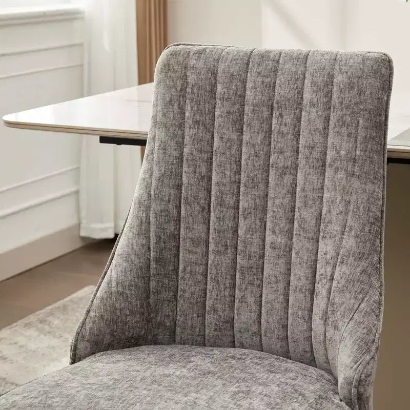 Okak Chenille - Lot de 2 chaises de salle à manger, chaises de cuisine modernes avec revêtement en tissu confortable, chaises d'appoint avec pieds en acier inoxydable plaqué