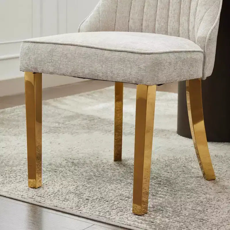 Okak Chenille - Lot de 2 chaises de salle à manger, chaises de cuisine modernes avec revêtement en tissu confortable, chaises d'appoint avec pieds en acier inoxydable plaqué