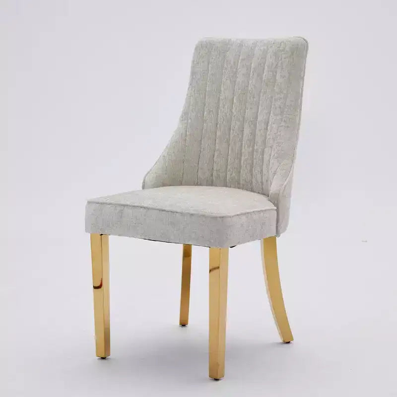 Okak Chenille - Lot de 2 chaises de salle à manger, chaises de cuisine modernes avec revêtement en tissu confortable, chaises d'appoint avec pieds en acier inoxydable plaqué