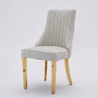 Okak Chenille - Lot de 2 chaises de salle à manger, chaises de cuisine modernes avec revêtement en tissu confortable, chaises d'appoint avec pieds en acier inoxydable plaqué