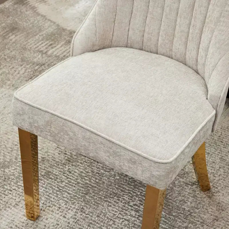 Okak Chenille - Lot de 2 chaises de salle à manger, chaises de cuisine modernes avec revêtement en tissu confortable, chaises d'appoint avec pieds en acier inoxydable plaqué