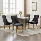 Okak Chenille - Lot de 2 chaises de salle à manger, chaises de cuisine modernes avec revêtement en tissu confortable, chaises d'appoint avec pieds en acier inoxydable plaqué