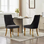 Okak Chenille - Lot de 2 chaises de salle à manger, chaises de cuisine modernes avec revêtement en tissu confortable, chaises d'appoint avec pieds en acier inoxydable plaqué