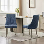 Okak Chenille - Lot de 2 chaises de salle à manger, chaises de cuisine modernes avec revêtement en tissu confortable, chaises d'appoint avec pieds en acier inoxydable plaqué