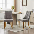 Okak Chenille - Lot de 2 chaises de salle à manger, chaises de cuisine modernes avec revêtement en tissu confortable, chaises d'appoint avec pieds en acier inoxydable plaqué
