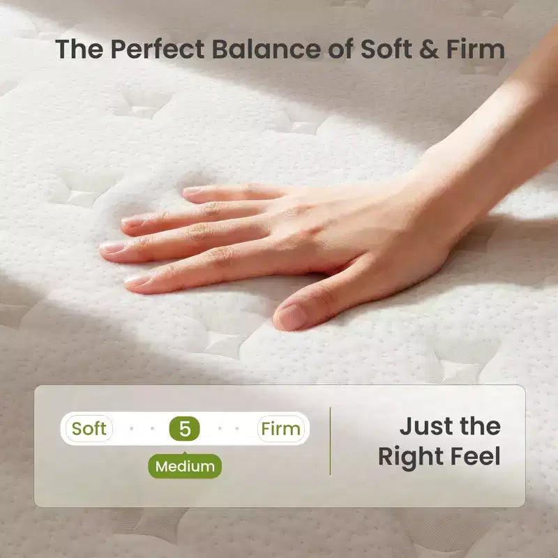 Matelas hybride Swedrea en mousse à mémoire de forme à gel rafraîchissant antistatique, fermeté moyenne, anti-sensibilité, blanc