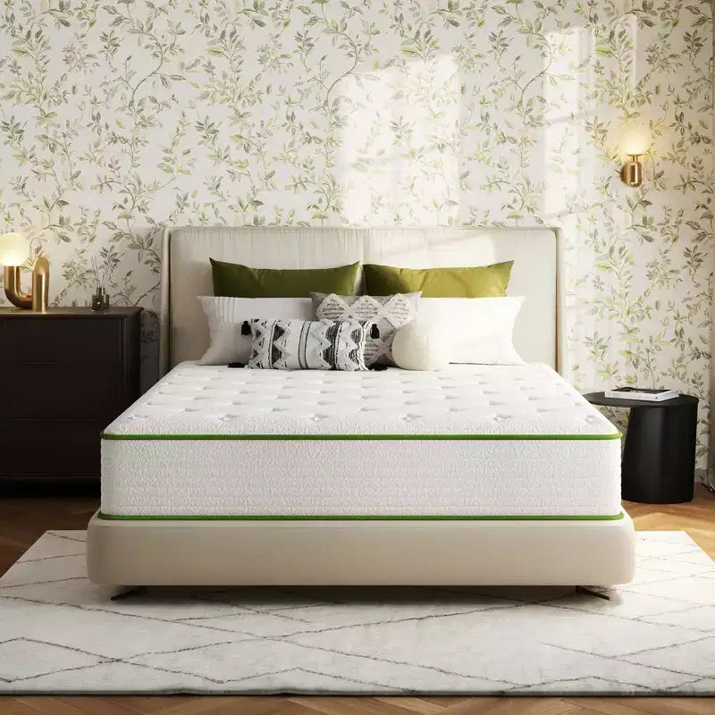 Matelas hybride Swedrea en mousse à mémoire de forme à gel rafraîchissant antistatique, fermeté moyenne, anti-sensibilité, blanc