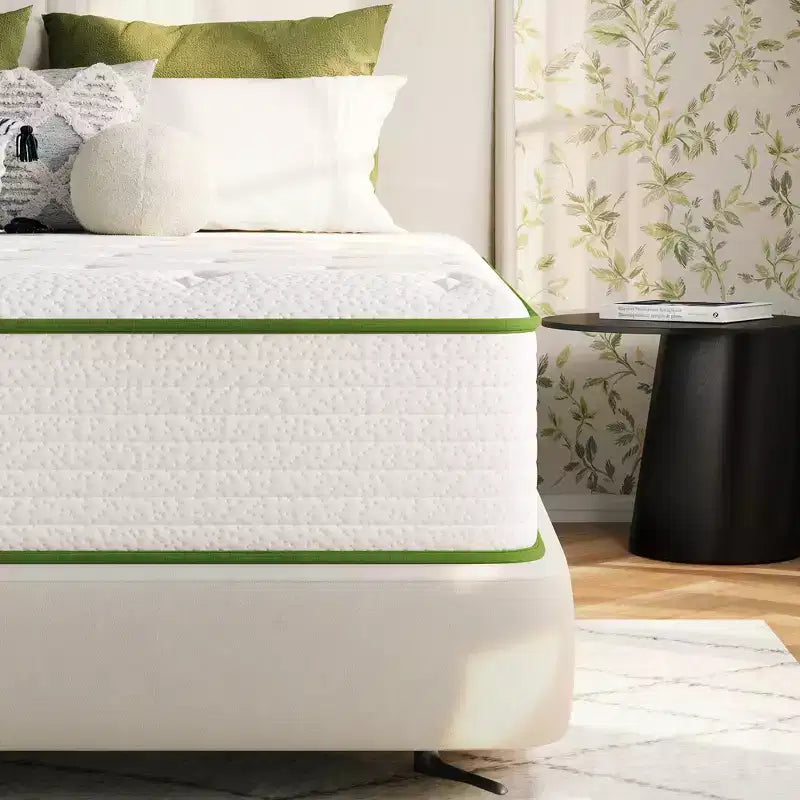 Matelas hybride Swedrea en mousse à mémoire de forme à gel rafraîchissant antistatique, fermeté moyenne, anti-sensibilité, blanc