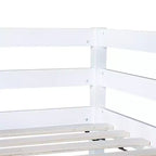 MAYEERTY Lit mezzanine double, lit mezzanine en bois d'hévéa avec garde-corps de sécurité, bureau intégré blanc