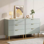 Commode Acekool en bois cannelé à 3 tiroirs, commode moderne de 71 cm de large, organiseur de rangement pour chambre à coucher avec poignée dorée pour salon, entrée, couloir