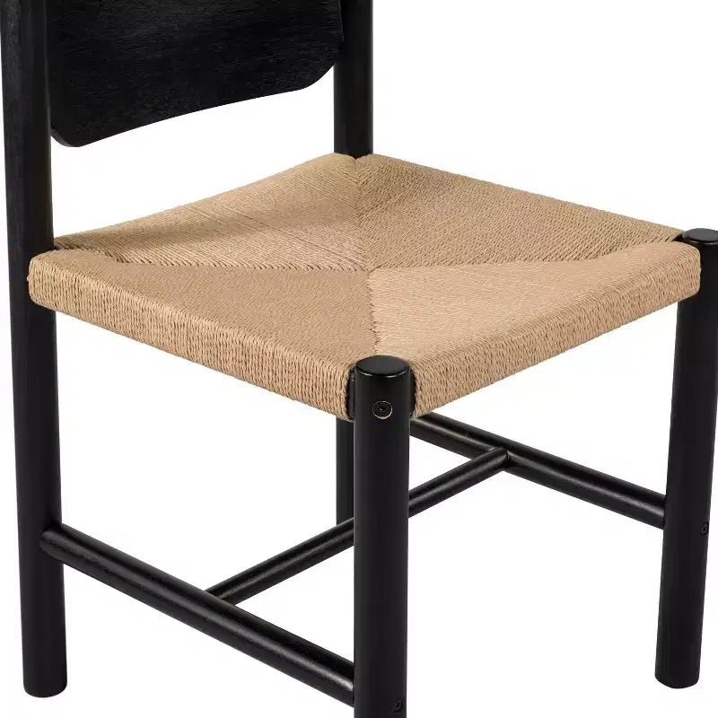 Chaises de salle à manger Christopher Knight Home Kayle de style moderne du milieu du siècle en bois d'acacia avec tissage en corde de papier