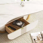 Table Basse Piédestal GDFStudio Spencer 41,7 en Acier et Bois avec Plateau en Pierre Frittée