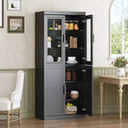 PexFix Meuble de Rangement sur Pied en Bois pour Cuisine avec Étagères et Portes Grande Capacité