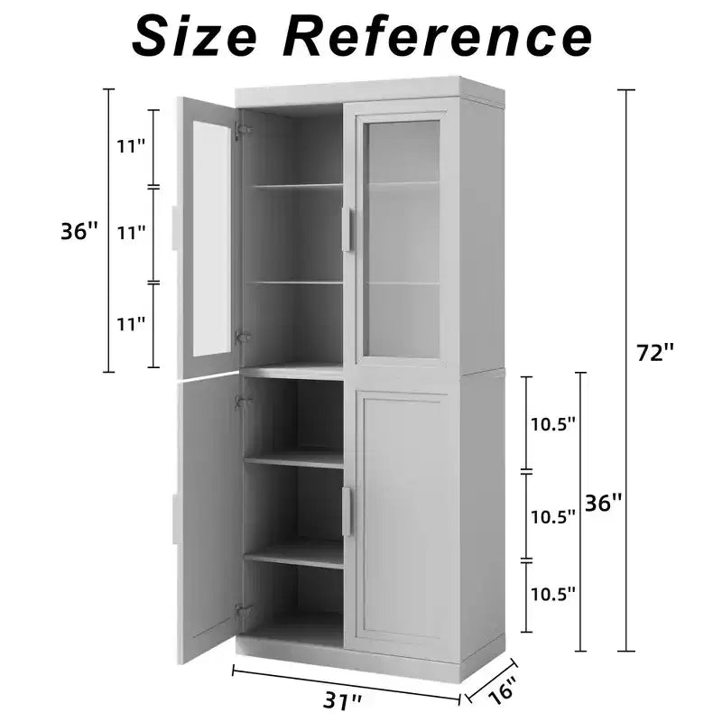 PexFix Meuble de Rangement sur Pied en Bois pour Cuisine avec Étagères et Portes Grande Capacité