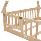 MAYEERTY Lit au sol en forme de tente avec barrières, porte, beige
