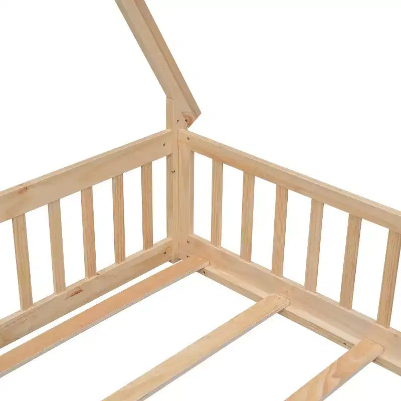 MAYEERTY Lit au sol en forme de tente avec barrières, porte, beige
