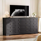 Commode à 12 tiroirs pour chambre à coucher, commode en bois moderne avec plateau large pour téléviseur 65", meuble de rangement de style ferme pour salon et couloir