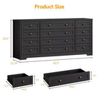 Commode à 12 tiroirs pour chambre à coucher, commode en bois moderne avec plateau large pour téléviseur 65", meuble de rangement de style ferme pour salon et couloir