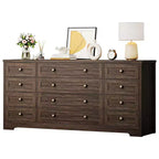Commode à 12 tiroirs pour chambre à coucher, commode en bois moderne avec plateau large pour téléviseur 65", meuble de rangement de style ferme pour salon et couloir