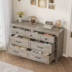 Commode 7 tiroirs Garvee pour chambre à coucher, commode de 137 cm de large avec rangement autonome, commode de rangement en bois pour salon, chambre à coucher