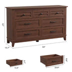 Commode 7 tiroirs Garvee pour chambre à coucher, commode de 137 cm de large avec rangement autonome, commode de rangement en bois pour salon, chambre à coucher