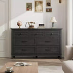 Commode 7 tiroirs Garvee pour chambre à coucher, commode de 137 cm de large avec rangement autonome, commode de rangement en bois pour salon, chambre à coucher