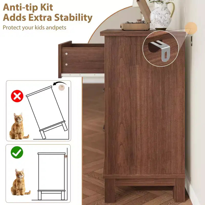 Commode 7 tiroirs Garvee pour chambre à coucher, commode de 137 cm de large avec rangement autonome, commode de rangement en bois pour salon, chambre à coucher