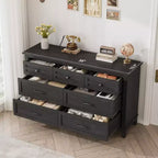 Commode 7 tiroirs Garvee pour chambre à coucher, commode de 137 cm de large avec rangement autonome, commode de rangement en bois pour salon, chambre à coucher
