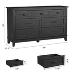 Commode 7 tiroirs Garvee pour chambre à coucher, commode de 137 cm de large avec rangement autonome, commode de rangement en bois pour salon, chambre à coucher