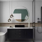 Miroir de courtoisie rond moderne en métal argenté à fixation murale pour salle de bain