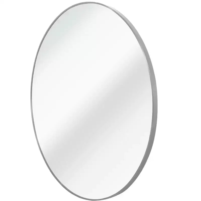 Miroir de courtoisie rond moderne en métal argenté à fixation murale pour salle de bain