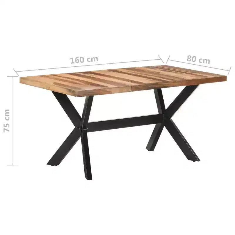vidaXL Table de salle à manger en bois d'acacia massif miel 140 x 70 x 75 cm - 160 x 80 x 75 cm