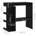 vidaXL Table de bar compacte et peu encombrante avec étagères de rangement - 100 x 50 x 101,5 cm - Design moderne en noir