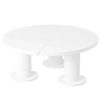 CLIHOME Round Petal-Shaped Coffee Table, Cream Style Center Table with 3 Thick Legs, Minimalist Irregular End Table with Sleek Round Edges