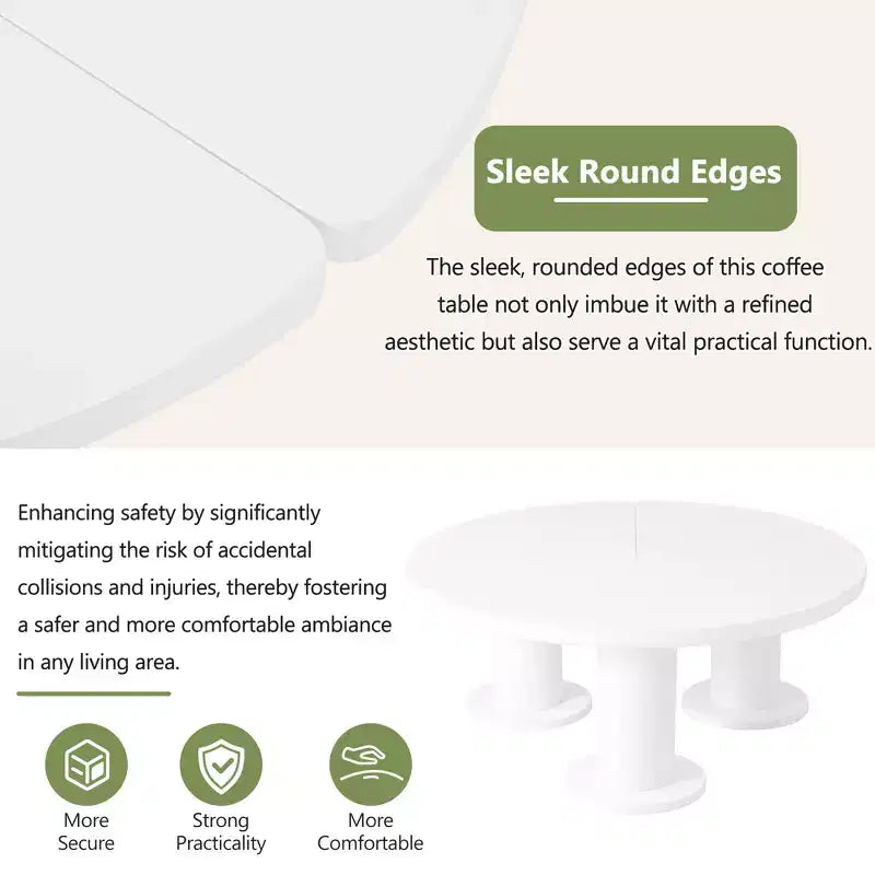 Table basse ronde CLIHOME en forme de pétale, table basse de style crème avec 3 pieds épais, table d'appoint irrégulière minimaliste aux bords ronds et élégants