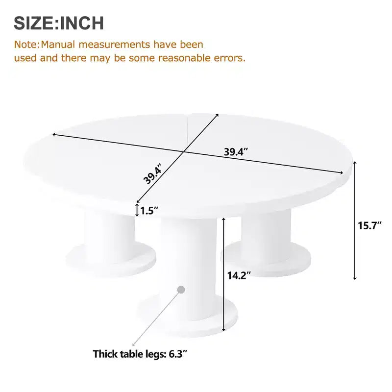 Table basse ronde CLIHOME en forme de pétale, table basse de style crème avec 3 pieds épais, table d'appoint irrégulière minimaliste aux bords ronds et élégants