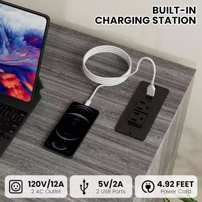 1 Commode 6 tiroirs avec ports USB et lumières RVB - Armoire de rangement 2 portes pour chambre/salon