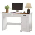 47 Inch Farmhouse Executive Desk, Rustic Home Office Desk with Drawers Storage, Wood Computer Desk Writing Workstation for Home Office & Study